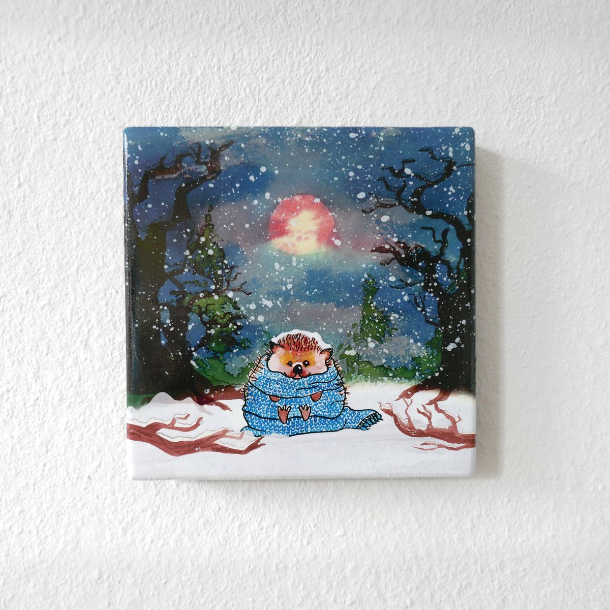 Handgemaakte wenskaart - Egel - Laqueprint - Art by Margreet Rijlaarsdam